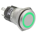 EAO Illuminated Push Button Switch Panel Mount Momentary SPDT Green LED 16 mm Cutout IP65 IP67 240 V dc 82-4551.1136