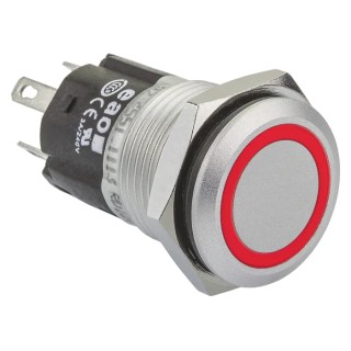 EAO 82 Series Illuminated Momentary Push Button Switch Panel Mount 16 mm Cutout SPDT Red LED IP65 IP67 240V 82-4551.1114