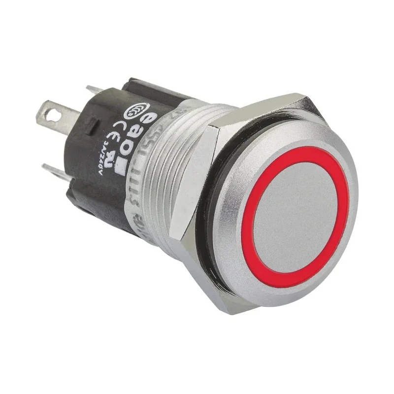 EAO 82 Series Illuminated Momentary Push Button Switch Panel Mount 16 mm Cutout SPDT Red LED IP65 IP67 240V 82-4551.1114