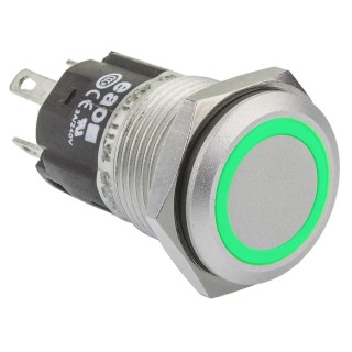 EAO 82 Series Illuminated Momentary Push Button Switch, Panel Mount, 16 mm Cutout, SPDT, Green LED, IP65/IP67 82-4551.1133
