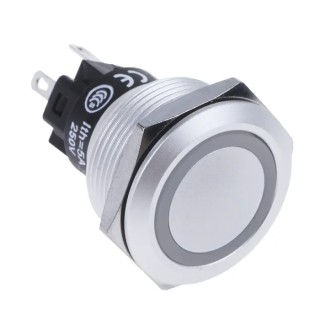 EAO 82 Series Illuminated Momentary Push Button Switch, Panel Mount, 22.3 mm Cutout, SPDT, Green LED, IP65 82-6551.1134