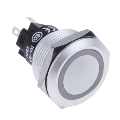 EAO 82 Series Illuminated Momentary Push Button Switch, Panel Mount, 22.3 mm Cutout, SPDT, Green LED, IP65 82-6551.1134