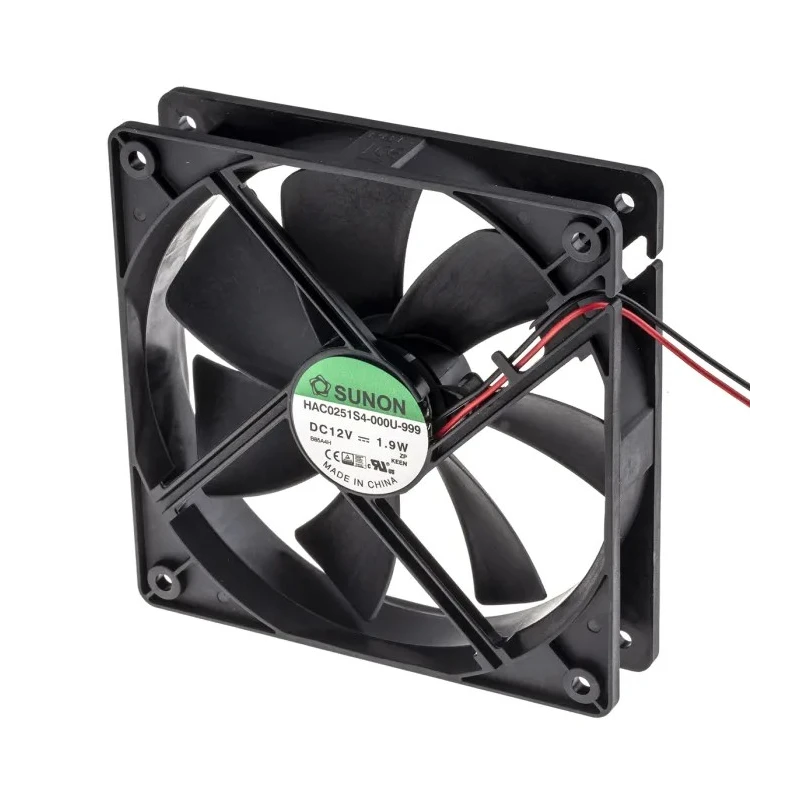 Sunon HAC Series Axial Fan 12V DC, 1.9 W, 93 m³/h Air Flow, Sleeve Bearing, 120mm x 120mm x 25mm HAC0251S4-000U-999