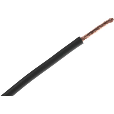 RS PRO Black 4 mm² Hook Up Wire, 11 AWG, 56/0.3 mm Core Strands, 25 m Length, Polyvinyl Chloride Insulation 811-4466