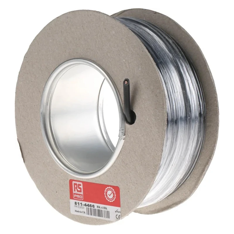 RS PRO Black 4 mm² Hook Up Wire, 11 AWG, 56/0.3 mm Core Strands, 25 m Length, Polyvinyl Chloride Insulation 811-4466