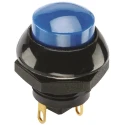 Otto P9 Series Black Body Momentary Push Button Switch Panel Mount SPDT 0.5 x 0.5 in Cutout Blue LED IP68S 28 V P9-613126W