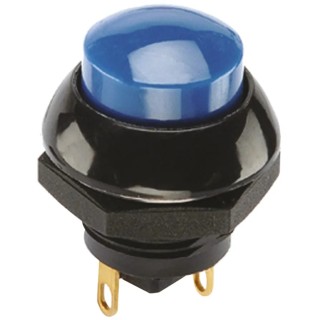 Otto P9 Series Black Body Momentary Push Button Switch Panel Mount SPDT 0.5 x 0.5 in Cutout Blue LED IP68S 28 V P9-613126W