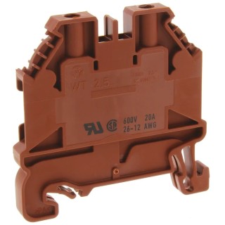 Wieland WT 2.5 Series Feed Through Terminal Block, Brown, 2.5mm², 1-Level, Screw Termination, 1kV, 24A, ATEX 58.503.0055.4