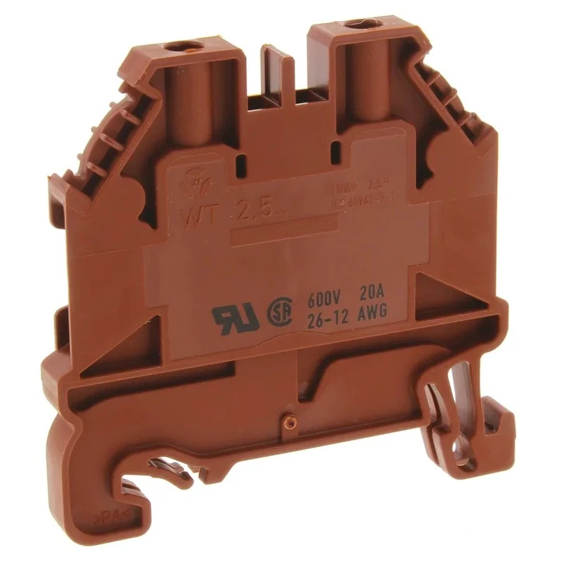 Wieland WT 2.5 Series Feed Through Terminal Block, Brown, 2.5mm², 1-Level, Screw Termination, 1kV, 24A, ATEX 58.503.0055.4