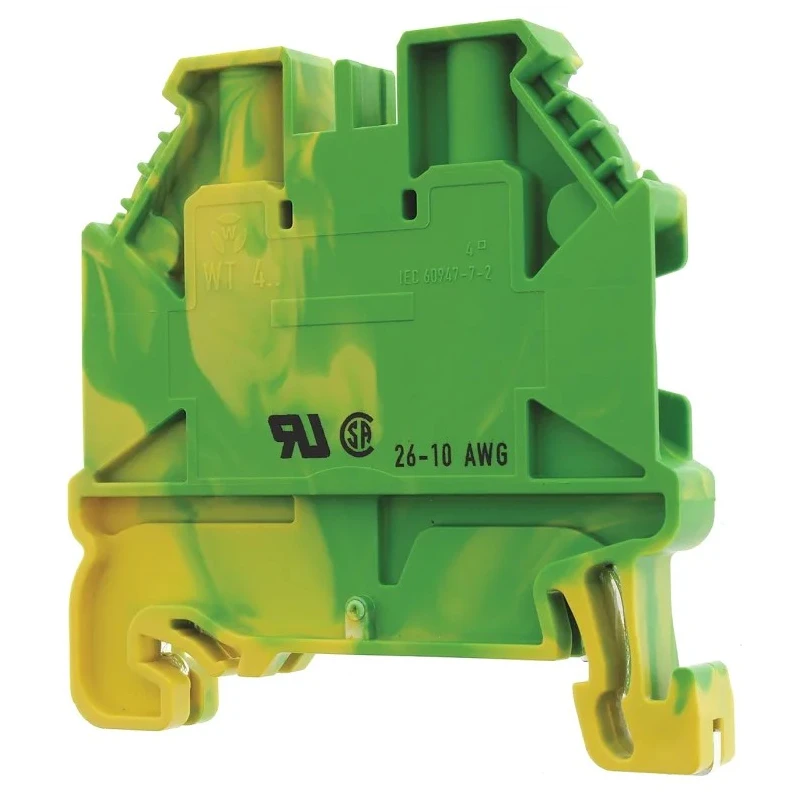 Wieland WT 4 PE Series Earth Terminal Block Yellow, Green, 2 Positions, 1-Level, Screw Termination, 1kV, ATEX 58.504.9055.0