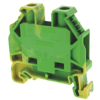 Wieland WT 10 PE Series Earth Terminal Block Yellow Green 20AWG to 6AWG 2-Position 1-Level Screw ATEX 58.510.9055.0