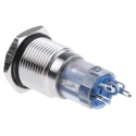 RS PRO Illuminated Push Button Switch Momentary Panel Mount SPDT Blue LED 16 mm Cutout IP65 IP67 250 V 3 A 811-8437