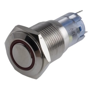 RS PRO Illuminated Push Button Switch Momentary Panel Mount 16 mm Cutout SPDT Red LED IP65 IP67 250V 811-8452