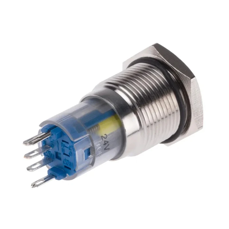 RS PRO Illuminated Push Button Switch, Latching, Panel Mount, 16 mm Cutout, SPDT, Yellow LED, IP65 IP67, 250 V AC 811-8433