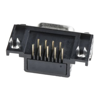 RS PRO 9 Way Right Angle 2.77 mm Pitch Through Hole Female D-Sub Connector with 4 to 40 UNC Screw Lock 811-7119
