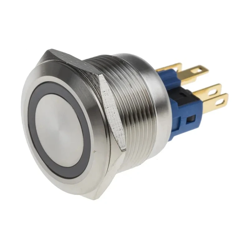 RS PRO Illuminated Momentary Push Button Switch, Panel Mount, 22 mm Cutout, SPDT, Blue LED, IP65/IP67, 250 V AC, 5A 811-8534