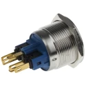 RS PRO Illuminated Momentary Push Button Switch, Panel Mount, 22 mm Cutout, SPDT, Blue LED, IP65/IP67, 250 V AC, 5A 811-8534