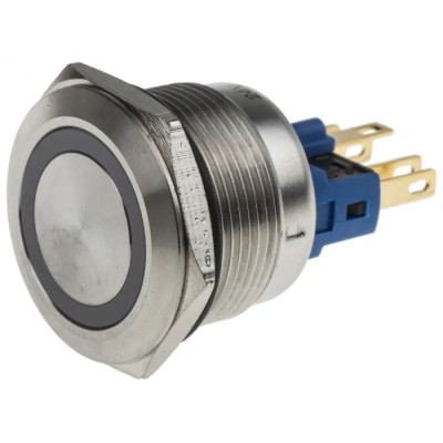 RS PRO Illuminated Momentary Push Button Switch, Panel Mount, 22 mm Cutout, SPDT, White LED, IP65 IP67, 250 V AC 811-8550