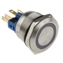 RS PRO Illuminated Momentary Push Button Switch Panel Mount 22 mm Cutout SPDT Blue LED IP65 IP67 250 V 811-8538