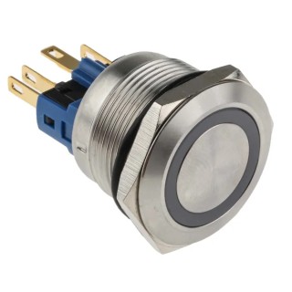RS PRO Illuminated Momentary Push Button Switch Panel Mount 22 mm Cutout SPDT Blue LED IP65 IP67 250 V 811-8538