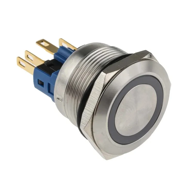 RS PRO Illuminated Momentary Push Button Switch Panel Mount 22 mm Cutout SPDT Blue LED IP65 IP67 250 V 811-8538