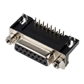 RS PRO 15 Way Right Angle 2.77 mm Pitch Through Hole D-Sub Connector with 4 to 40 UNC Screw Lock Female 811-7121