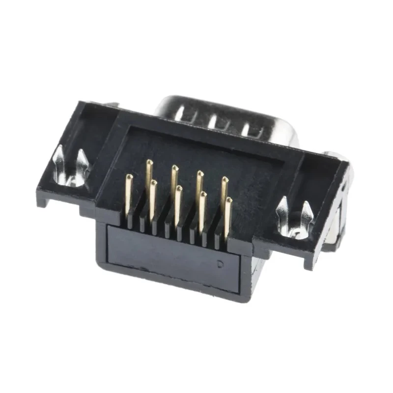 RS PRO 107 9 Way Right Angle 2.77 mm Pitch Through Hole D-Sub Connector with 4 to 40 UNC Screw Lock Male 811-7115