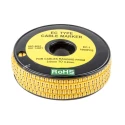 RS PRO EC Slide-On Cable Marker Polyvinyl Chloride, Black Legend on Yellow, 4.2 mm Max Cable Diameter, 3 mm Min 812-0865