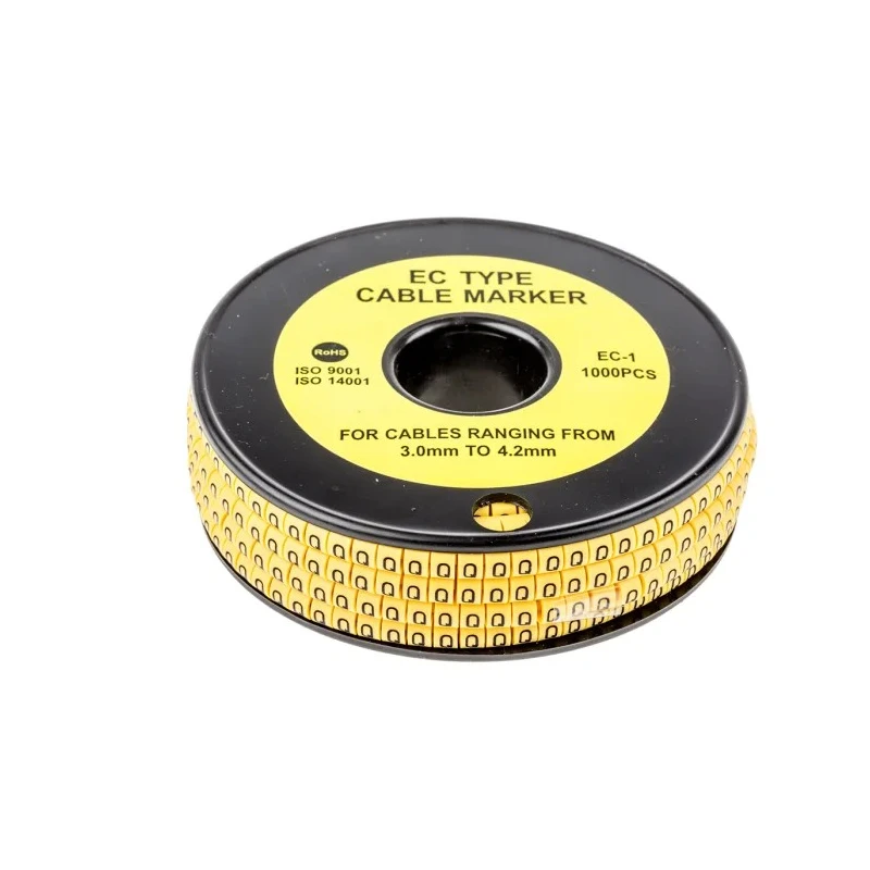 RS PRO EC Series Slide-On Cable Marker Black Legend on Yellow Marker for 3 to 4.2 mm Cables 4 mm Length 812-0884