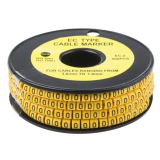 RS PRO EC Slide-On Cable Marker Black Pre-printed 0 for 3.6 mm to 7.4 mm Cable Diameter 5 mm Length 812-0931
