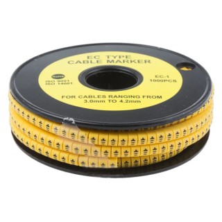 TE Connectivity EC Slide-On Cable Marker, Black Legend, Yellow PVC, 3 - 4.2 mm Cable Diameter, 4 mm Length, Model 812-0938