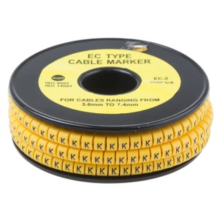 RS Pro EC Slide-On Cable Marker Black Pre-printed "K" for 3.6 to 7.4 mm Cable Diameter 5 mm Length 812-1004