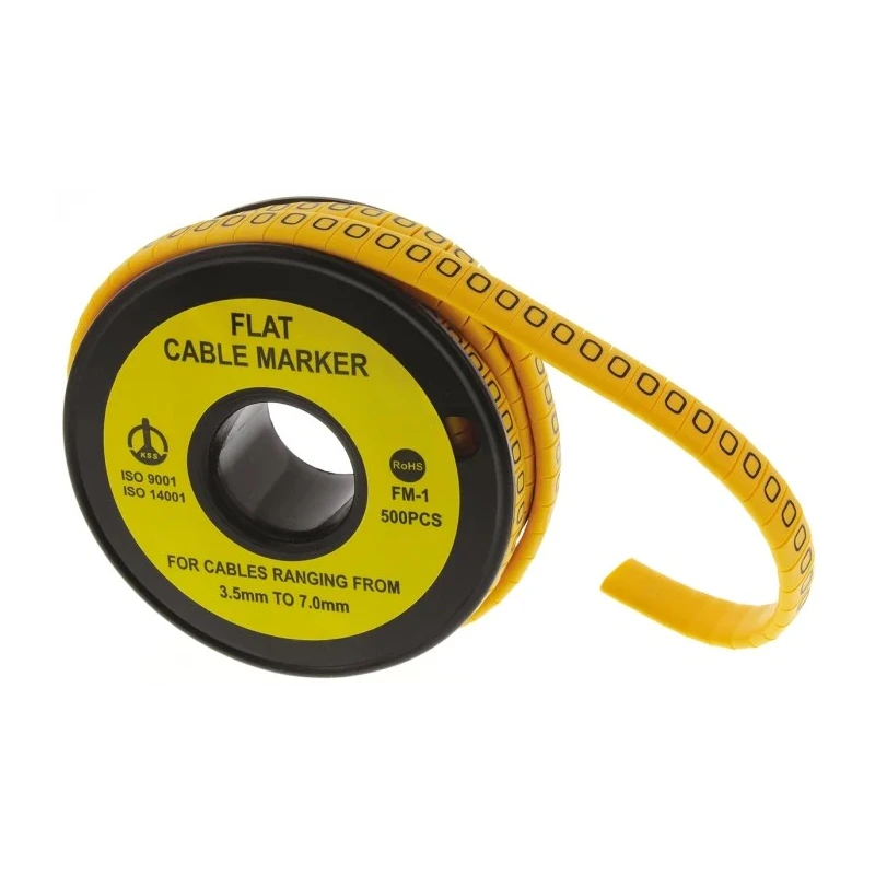 RS PRO Slide-On Cable Marker Black Pre-printed 0 for 3.5mm to 7mm Cable 5mm Length 812-1076