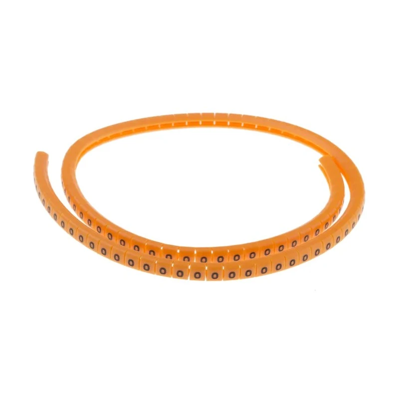 RS PRO Snap-On Cable Marker Black Pre-Printed "0" for 3 to 3.4 mm Cable Orange MB-1 812-1247
