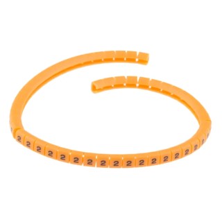 RS PRO Snap-On Polyamide 6 Cable Marker, Black Legend "2", Orange Marker, 3-3.4 mm Cable Diameter, Length 4 mm 812-1259