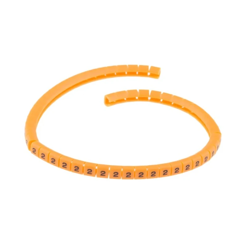 RS PRO Snap-On Polyamide 6 Cable Marker, Black Legend "2", Orange Marker, 3-3.4 mm Cable Diameter, Length 4 mm 812-1259