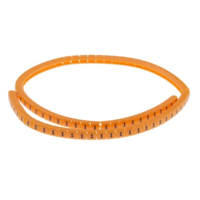 RS PRO Snap-On Cable Marker, Black, Pre-Printed Legend "1", 3.0-3.4 mm Cable Diameter, Orange Marker MB-1 Nylon 6 812-1256