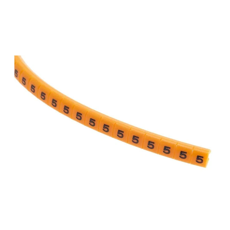 RS PRO Snap-On Cable Marker, Black, Pre-printed "5", for 3-3.4 mm Cable Diameter, Polyamide 6 Material 812-1265