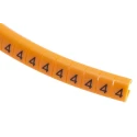 RS PRO Snap-On Cable Marker, Black Legend "4", Pre-Printed Orange Marker for 4-5 mm Cable Diameter 812-1401