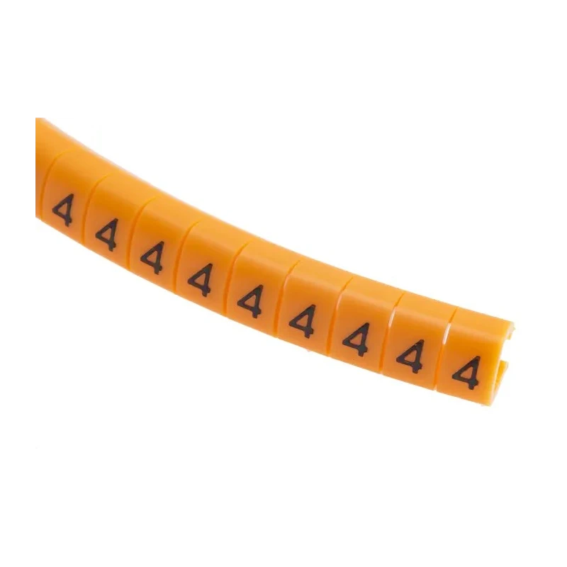 RS PRO Snap-On Cable Marker, Black Legend "4", Pre-Printed Orange Marker for 4-5 mm Cable Diameter 812-1401