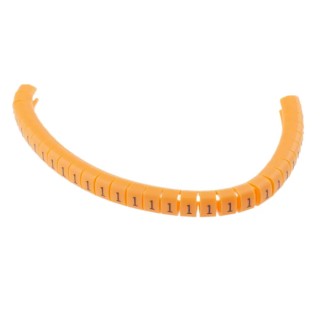 RS PRO Snap-On Cable Marker, Black, Pre-printed "1", Orange Marker Colour, for 4-5 mm Cable Diameter 812-1394