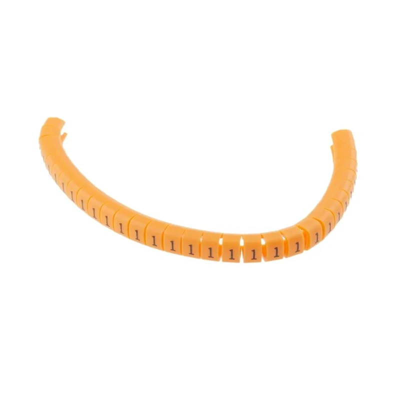 RS PRO Snap-On Cable Marker, Black, Pre-printed "1", Orange Marker Colour, for 4-5 mm Cable Diameter 812-1394