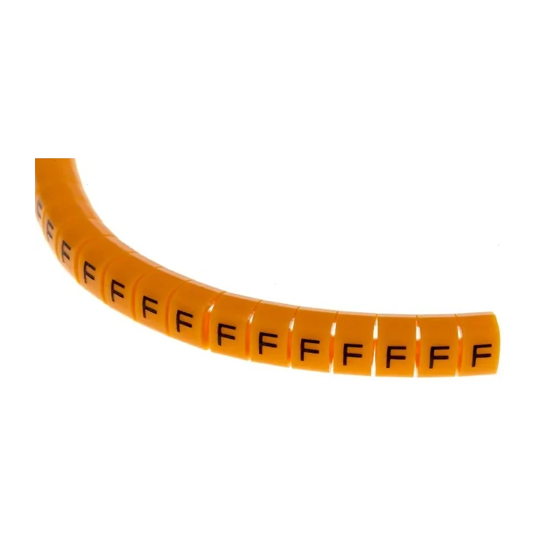 RS PRO Snap-On Cable Marker, Orange, Black, Pre-Printed "F", Fits 4-5 mm Cable Diameter 812-1442