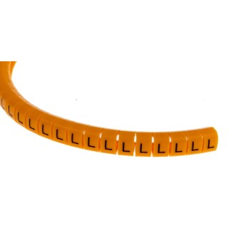 RS PRO Snap-On Cable Marker, Black, Pre-Printed "L", For 4-5 mm Cable Diameter, Polyamide 6, Orange Marker Colour 812-1464