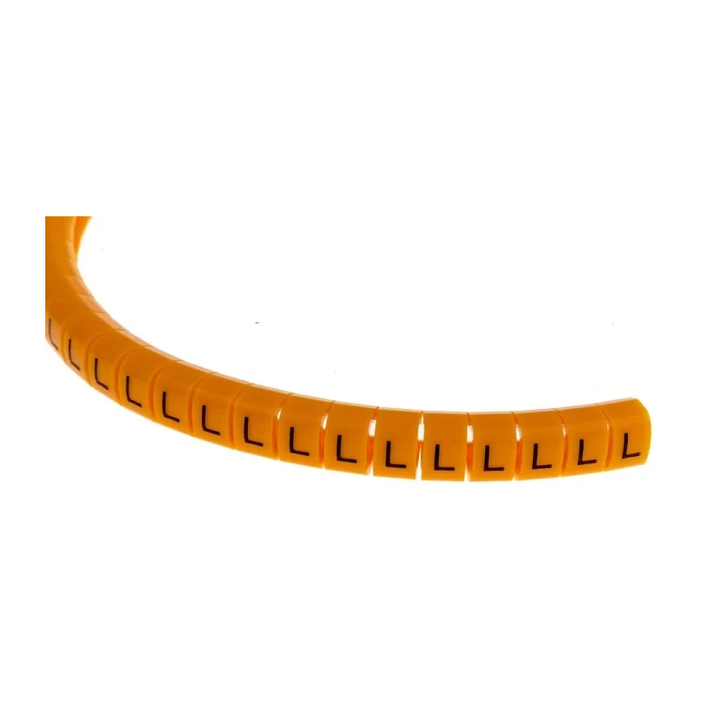 RS PRO Snap-On Cable Marker, Black, Pre-Printed "L", For 4-5 mm Cable Diameter, Polyamide 6, Orange Marker Colour 812-1464