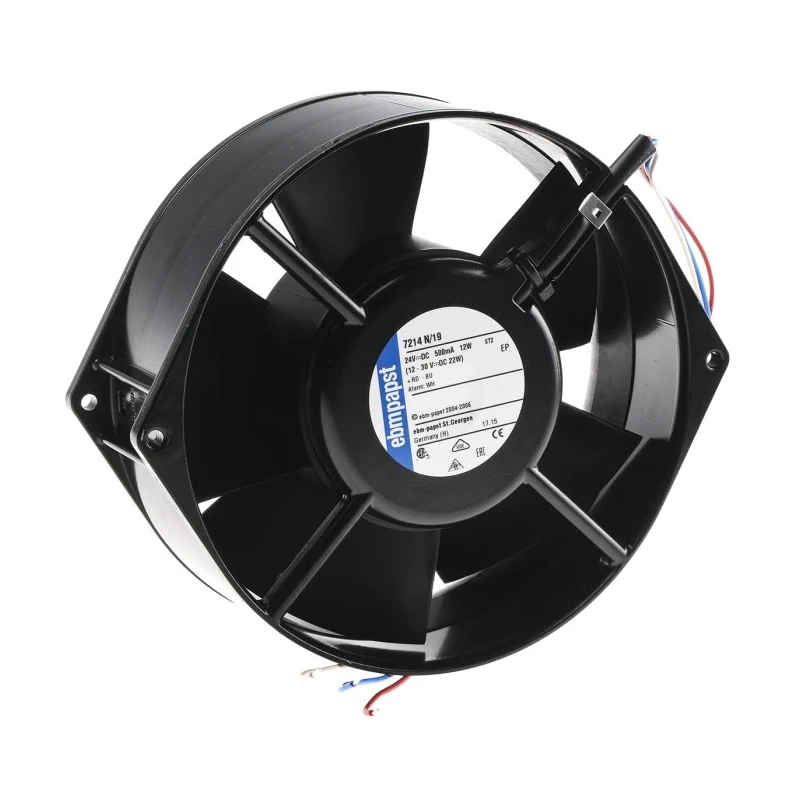 ebm-papst 7200 N Series High Performance Ball Bearing Axial Fan 24V DC 12W 360 m³/h IP20 150 mm 55 mm 55 mm 