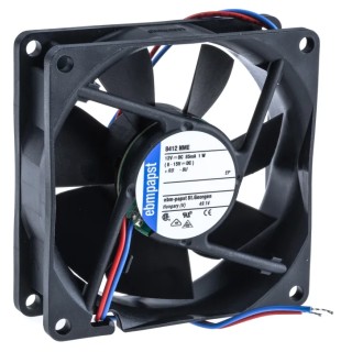 ebm-papst 8400 N Series IP68 Axial Fan, 12V DC, 1W Power, 58 m³/h Air Flow, 2600 RPM, 80 mm x 25 mm Frame 
