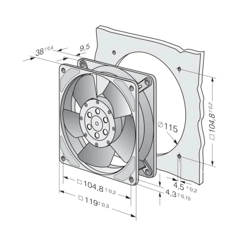 ebm-papst 4000 Z Series AC Axial Fan 230V AC 19W 160 m³/h 119x119x38 mm IP20 