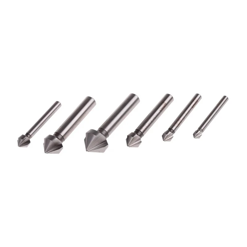 RS PRO HSS Countersink Drill Bit Set 20.5 mm Head Diameter, 3-Flute Design, 90° Angle, 6 Pieces G2361