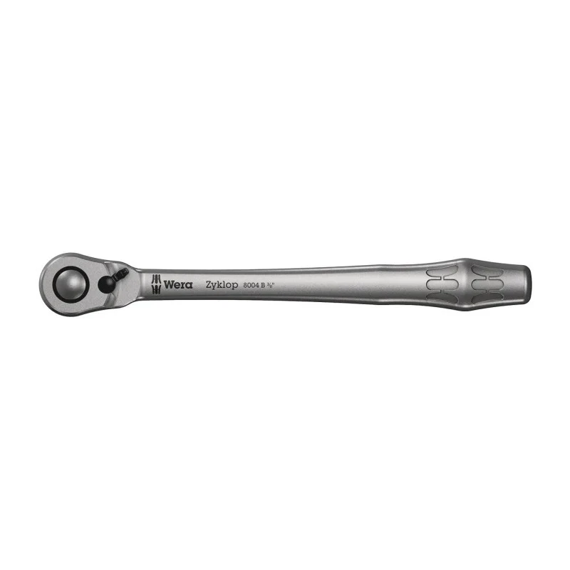 Wera Zyklop 3/8 in Ratchet with Ratchet Handle, Chrome Molybdenum Steel, Chrome Finish, 222mm Overall 05004034001